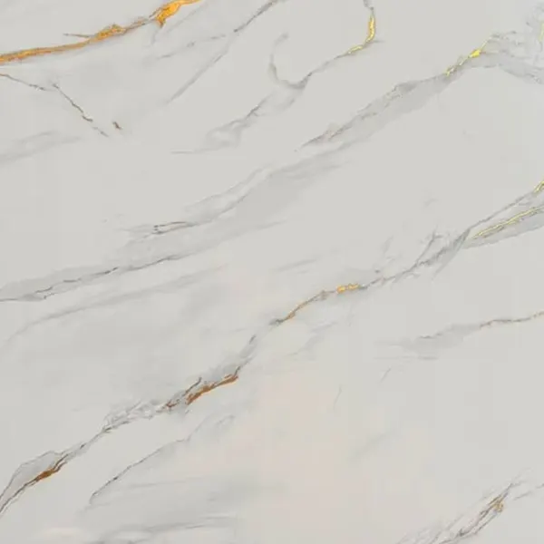 Panel SPC con UV: Blanco con vetas doradas